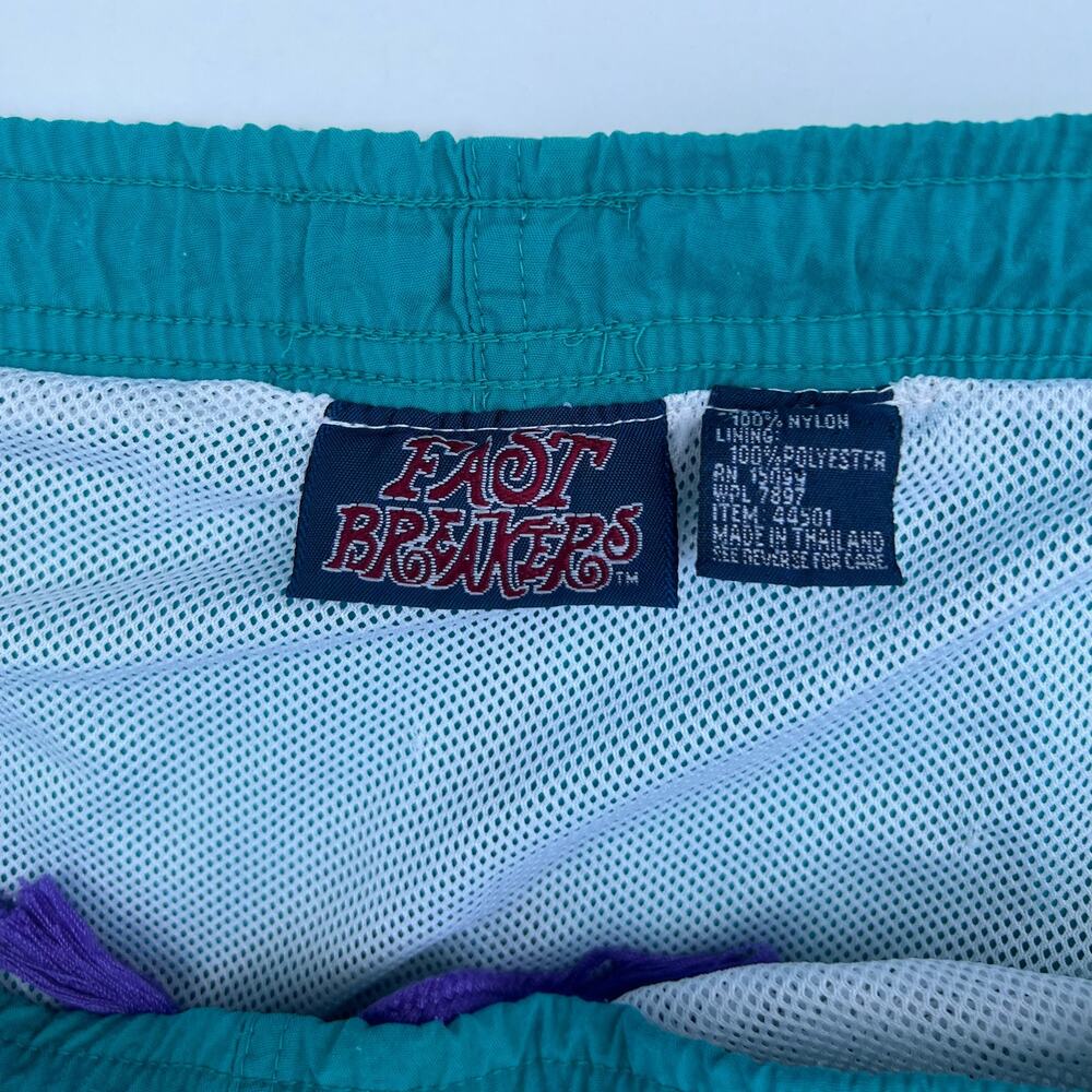 Vintage Fast Breakers Blue Purple Tribal Swim Suit Trunks Board Shorts Surf S M - Picture 3 of 10